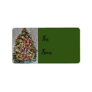 Etiqueta Christmas colourfull tree.