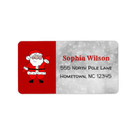 Etiqueta Christmas Cute Festive Cartoon Santa Red