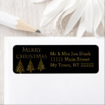 Etiqueta Christmas Eve Gold Tree<br><div class="desc">Christmas Eve Gold Tree holiday return address labels,  that can be customized,  and features a black background to highlight the gold Christmas tree's. Also a greeting card available with this design and can be customized.</div>