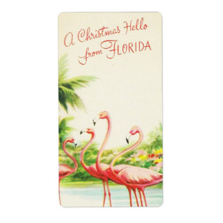 Etiqueta Christmas Flamingos