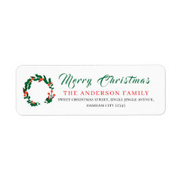 Etiqueta Christmas Floral Elegant Simple Return Address