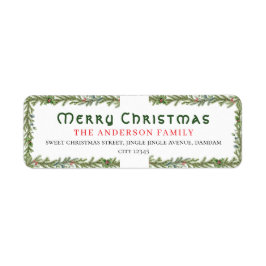 Etiqueta Christmas Floral Elegant Simple Return Address