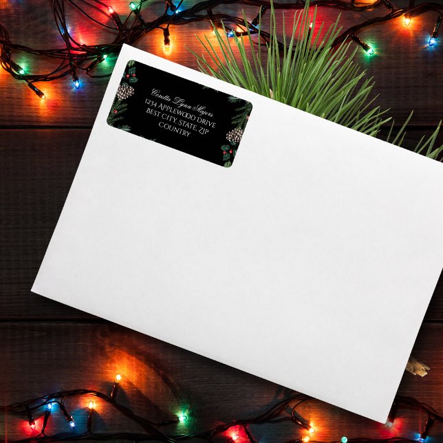 Etiqueta Christmas Garland with Holly Christmas Address (Subido por el creador)