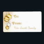 Etiqueta Christmas Gold White Ball Ornaments<br><div class="desc">Beautiful Christmas gift tags for your gift giving this holiday season. Christmas gift tags features a white background with gold and white decorated Christmas ball ornaments and white snowflakes. All our products can be custom designed to meet your needs at no extra charge. Simply contact us through our store. Coordinating...</div>