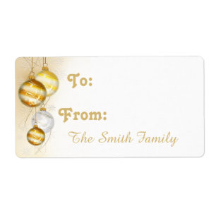 Etiqueta Christmas Gold White Ball Ornaments