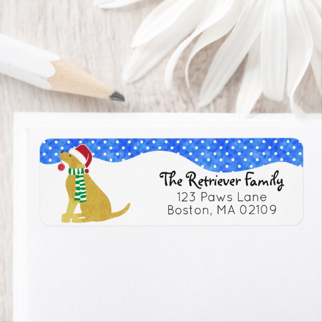 Etiqueta Christmas Golden Retriever Holiday Dog (In situ)