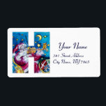 ETIQUETA CHRISTMAS H LETTER / INSPIRED SANTA MONOGRAM<br><div class="desc">H bold alphabet letter initial design .Musical , whimsical and artistic watercolor painting with vibrant red , blue, yellow, white colors by Bulgan Lumini (c). Santa Claus is playing violin in the snowy winter night under the blue sky , moon and yellow stars with a funny , expressive owl ,...</div>