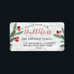 Etiqueta Christmas Holly Berry & Rustic Birch New Address<br><div class="desc">Christmas Holly Berry & Birch New Address label</div>