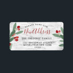Etiqueta Christmas Holly Berry & Rustic Birch New Address<br><div class="desc">Christmas Holly Berry & Birch New Address label</div>
