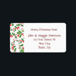 Etiqueta Christmas Holly Greens Berries Custom Label<br><div class="desc">Great Christmas Label to customize if you love Holly Greens Berries  watercolor art</div>