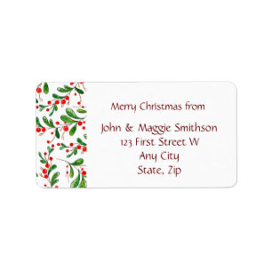 Etiqueta Christmas Holly Greens Berries Custom Label