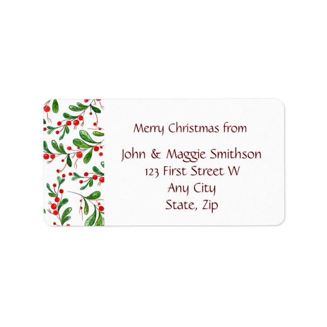 Etiqueta Christmas Holly Greens Berries Custom Label (Frente)