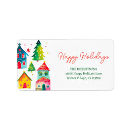 Etiqueta Christmas Houses Happy Holidays