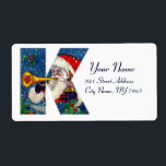 ETIQUETA CHRISTMAS K LETTER / SANTA CLAUS BUGLER<br><div class="desc">K initial letter , bold Christmas monogram design.Colorful,  whimsical and artistic acrylic painting for Christmas. Santa Claus , snowy Winter night with floral ornaments, cat, red bow, green decorative plants, red ribbons,  holly berries, puppets and toys in the snow by Bulgan Lumini (c)


















com</div>