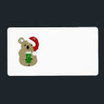 Etiqueta Christmas Koala Bear<br><div class="desc">A cute koala bear wearing a red santa hat and holding a green wrapped present. Customize as desired.</div>