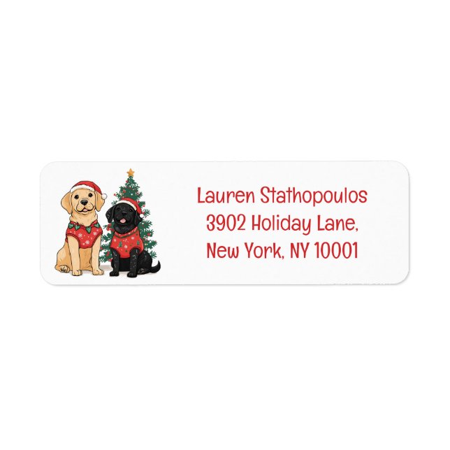 Etiqueta Christmas Labrador Retriever Dogs (Frente)