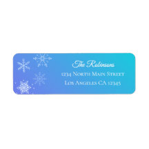 Christmas Modern Purple Blue Snowflake Address