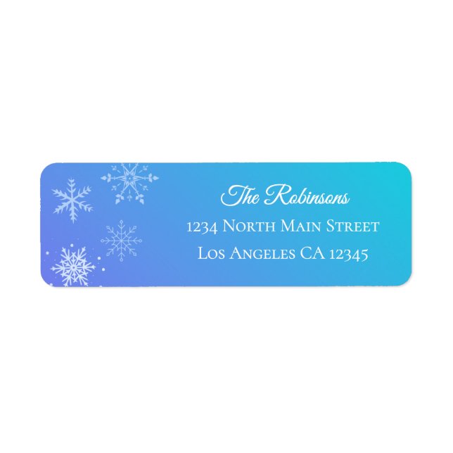 Etiqueta Christmas Modern Purple Blue Snowflake Address (Frente)