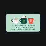 Etiqueta Christmas Mugs Return Address label<br><div class="desc">This label features cute illustrated holiday mugs to give a warm hug to friends and family.</div>