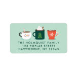 Etiqueta Christmas Mugs Return Address label<br><div class="desc">This label features cute illustrated holiday mugs to give a warm hug to friends and family.</div>