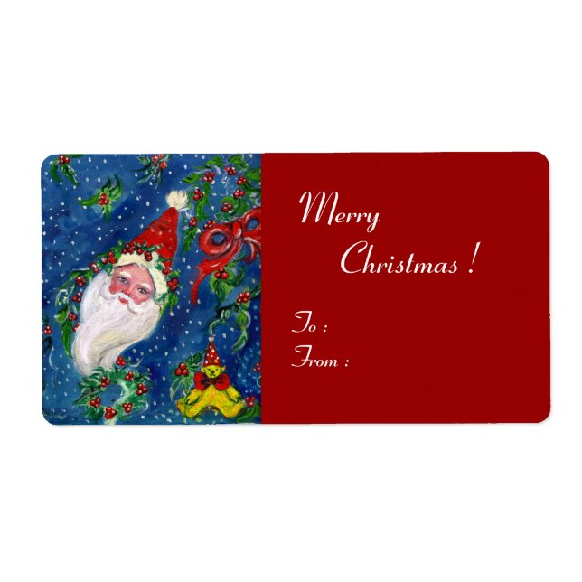 ETIQUETA CHRISTMAS NIGHT / SANTA WITH TOYS AND RED BOW (Frente)
