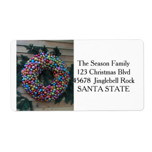 Etiqueta Christmas ornament wreath Label