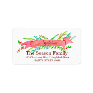 Etiqueta Christmas Party Invitation, watercolor Christmas