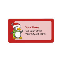 Christmas penguin walking on snow