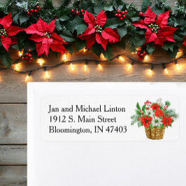 Etiqueta Christmas Poinsettia Personalize Return Address