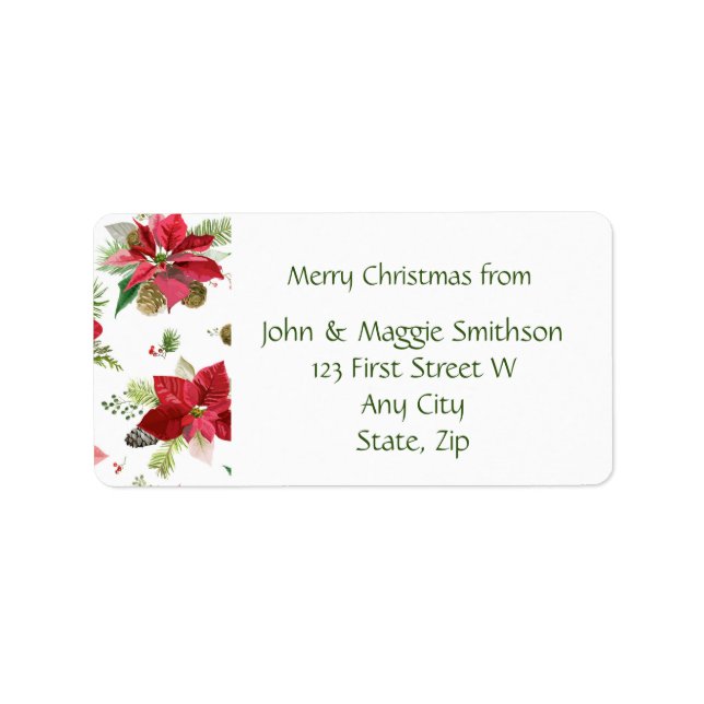 Etiqueta Christmas Pointsettia Flower Custom Label (Frente)