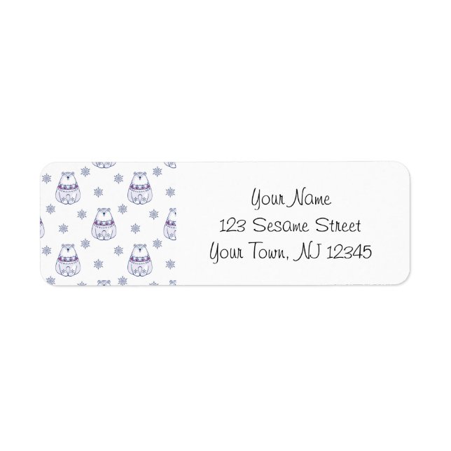 Etiqueta Christmas Polar Bear Address Labels  (Frente)