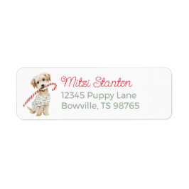 Etiqueta Christmas Puppy in a Scarf address label