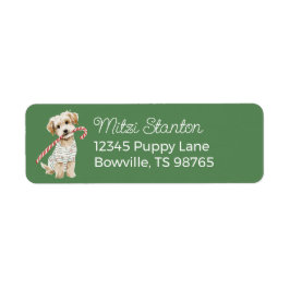 Etiqueta Christmas Puppy in a Scarf address label