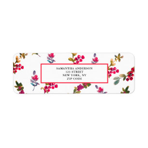 Etiqueta Christmas Red Berry Watercolor