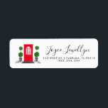 Etiqueta Christmas red front door return address<br><div class="desc">Modern and fresh moving announcements let friends and family know about your new house.  Designed by The Arty Apples Limited</div>