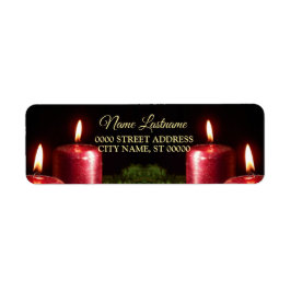 Etiqueta Christmas Return Address Red Candle Winter Holiday