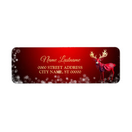 Etiqueta Christmas Return Address Red Reindeer Winter