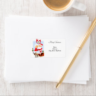 Etiqueta Christmas Return/ Shipping  Address Label, Santa