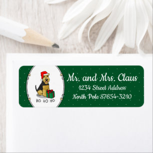 Etiqueta Christmas Santa Claus Hat Welsh Terrier Dog Cute