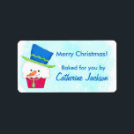 Etiqueta Christmas Snowman Cupcake Food Gift Sticker<br><div class="desc">This sticker is great for a label for your gifts of cookies, candy, pies, cakes or other food you give for Christmas or the winter holidays. The customizable label has the words "Merry Christmas" and "baked for you by your name". These words can all be changed to other words as...</div>