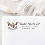 Etiqueta Christmas Snowman With Birds On Arms  Label<br><div class="desc">Super Cute Snowman With Birds On His Arms Address Return Labels That You Can Personalize And Send To Family And Friends.</div>