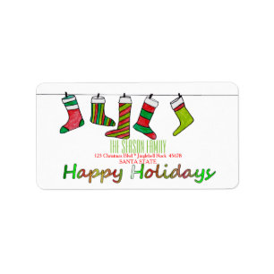 Etiqueta Christmas stockings  Happy Holidays address label