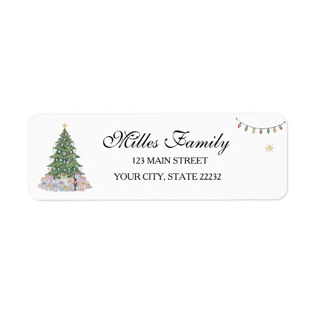 Etiqueta Christmas Tree  Holiday  Address Label (Frente)