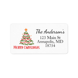 Etiqueta Christmas Tree Holiday Return Address Label