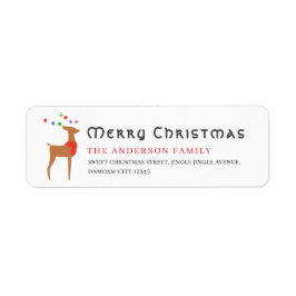Etiqueta Christmas Tree & Reindeer Simple Return Address