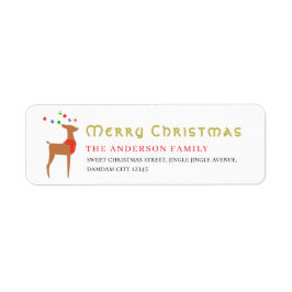 Etiqueta Christmas Tree & Reindeer Simple Return Address