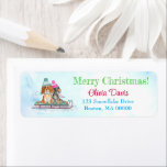 Etiqueta Christmas Watercolor Cavalier King Charles Sled<br><div class="desc">A lovely watercolor of my Cavalier King Charles Spaniels sitting on a sled ready for the holidays.  Perfect for the Cavalier King Charles Spaniel family!</div>