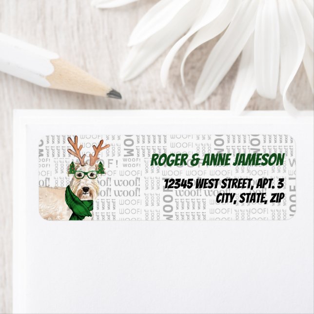 Etiqueta Christmas Wheaten Terrier Dog Lover Address (In situ)