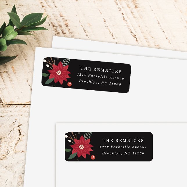 Etiqueta Christmas Wreath Floral Holiday Address Label (Subido por el creador)