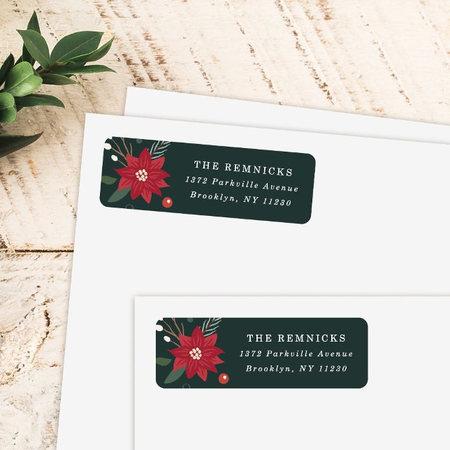 Etiqueta Christmas Wreath Floral Holiday Address Label (Subido por el creador)